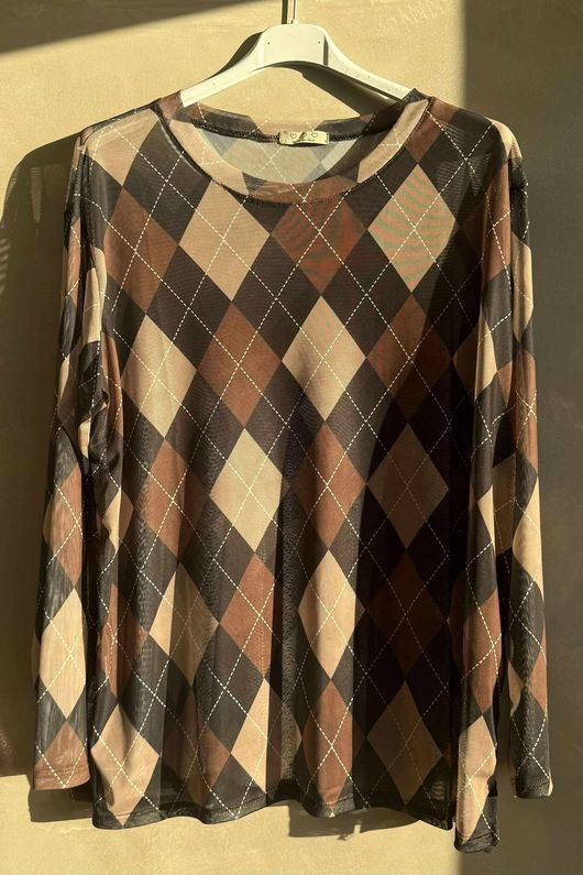 Bobby Mesh Layering Top Argyle Black